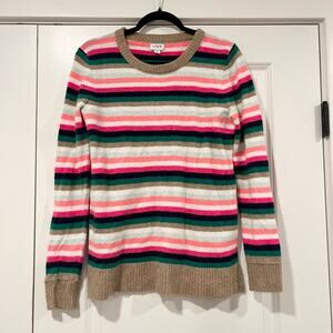 J Crew Women's Multi Colored Striped Crewneck Sweater Wool Blend Sz‎ S